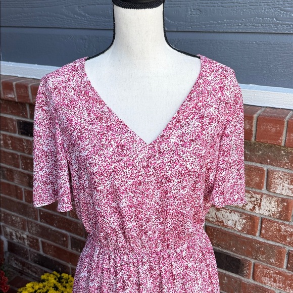 REBECCA MINKOFF Sorcha Printed Flutter-sleeve Dress In Pink Multi Women's Size M - Picture 2 of 10